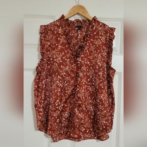ANN TAYLOR floral sleeveless top / work blouse. Size XL